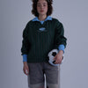 FOOTBALL POLO PULLOVER / dark green stripe & alice blue - TUCKSHOP