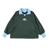 FOOTBALL POLO PULLOVER / dark green stripe & alice blue - TUCKSHOP