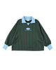 FOOTBALL POLO PULLOVER / dark green stripe & alice blue - TUCKSHOP