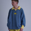 FOOTBALL POLO PULLOVER / light blue check & bright yellow - TUCKSHOP