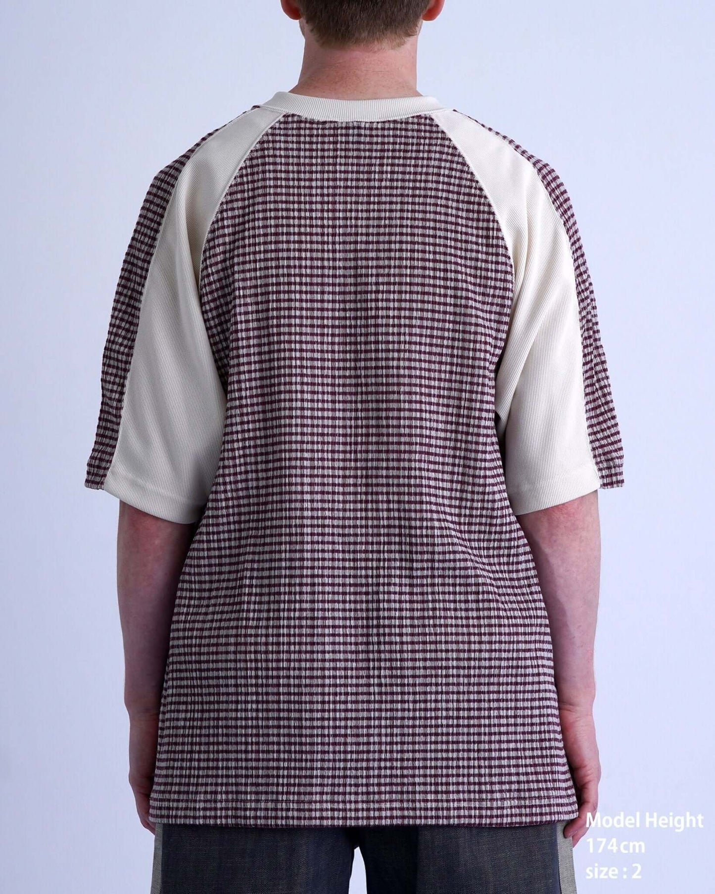 GRIDIRON T - SHIRT / ivory & burgundy check - TUCKSHOP