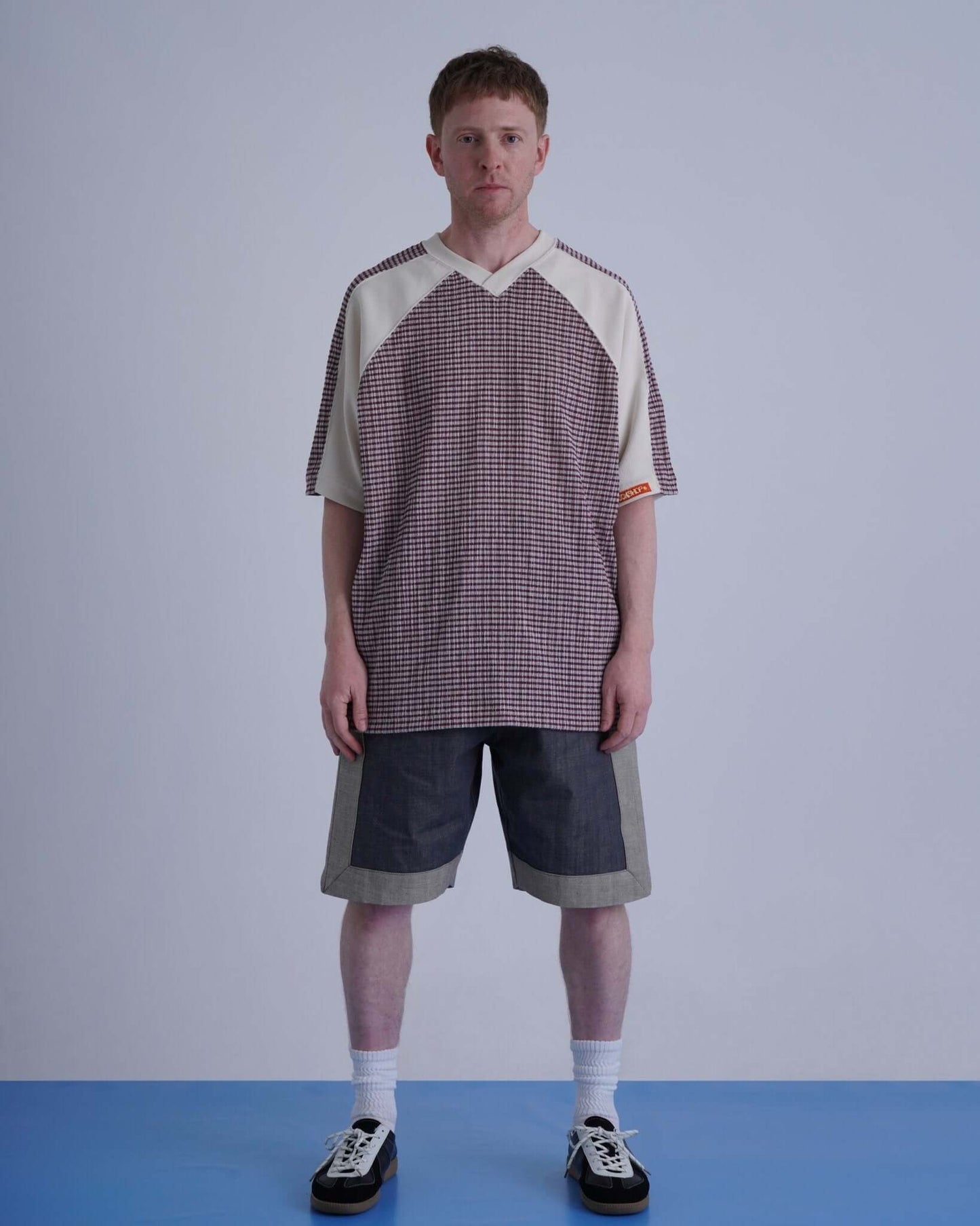 GRIDIRON T - SHIRT / ivory & burgundy check - TUCKSHOP