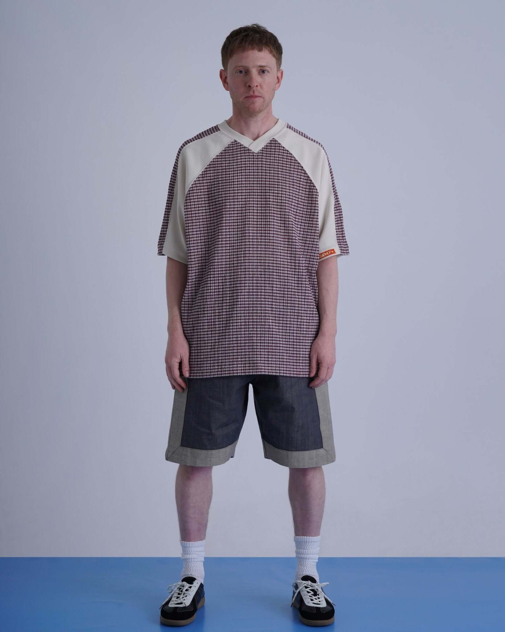GRIDIRON T - SHIRT / ivory & burgundy check - TUCKSHOP