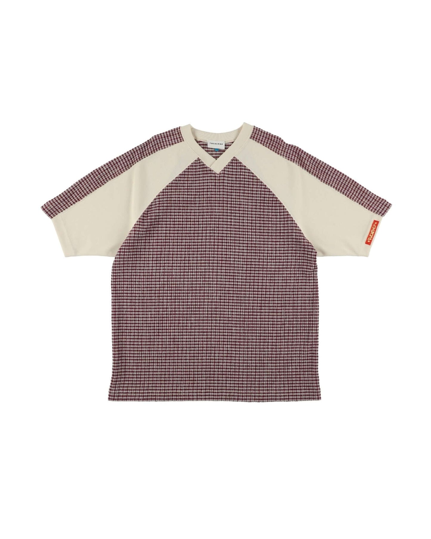 GRIDIRON T - SHIRT / ivory & burgundy check - TUCKSHOP