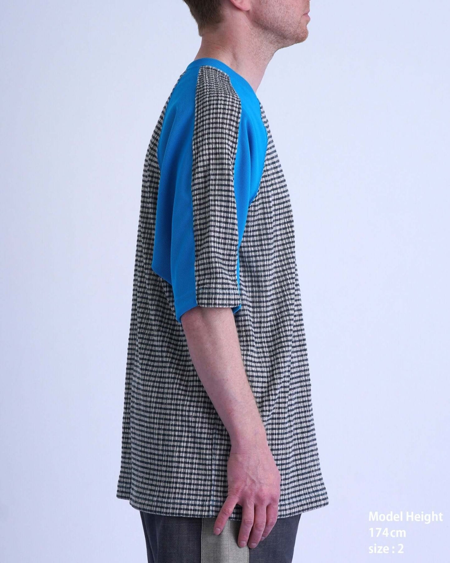GRIDIRON T - SHIRT / light blue & green check - TUCKSHOP