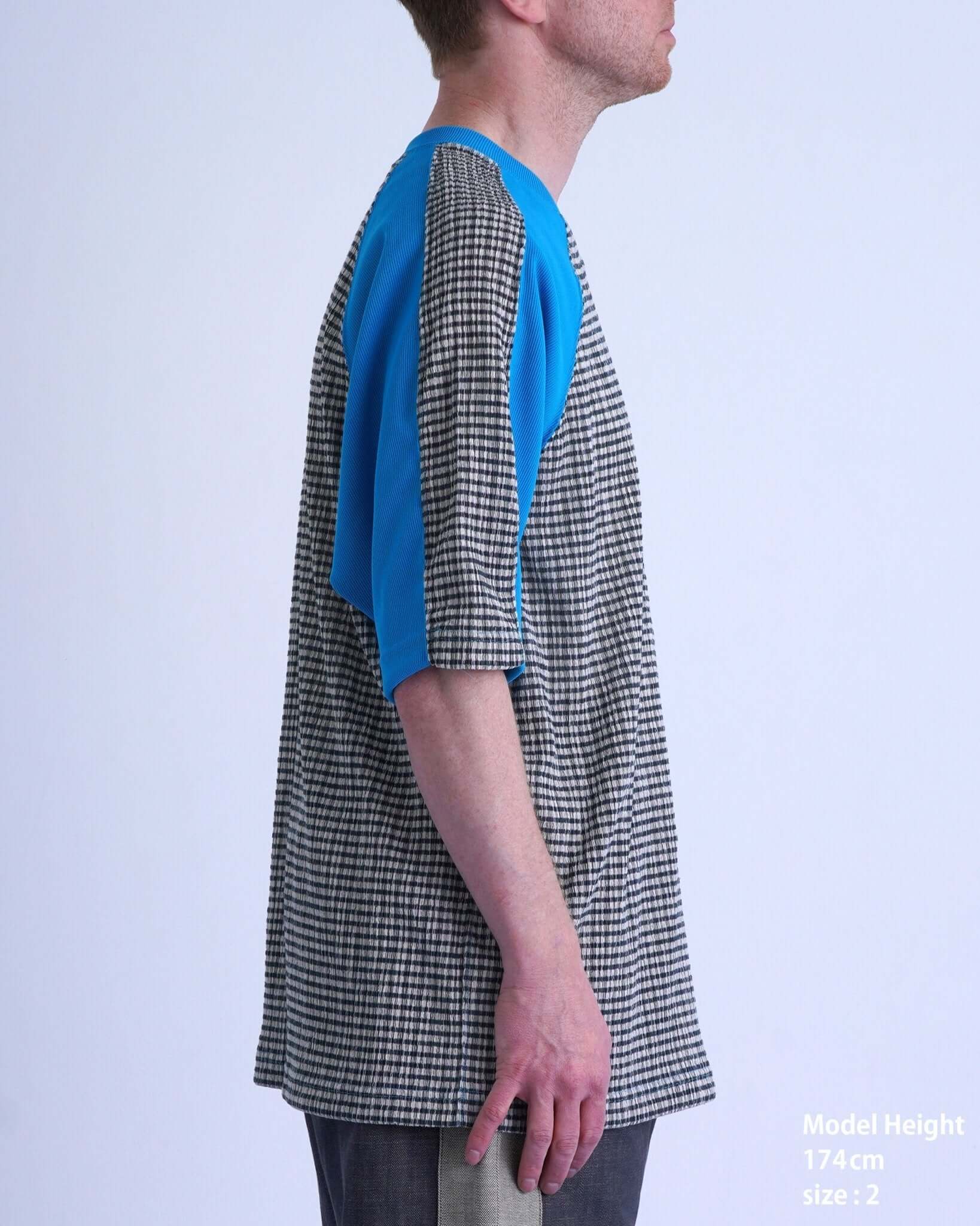 GRIDIRON T - SHIRT / light blue & green check - TUCKSHOP