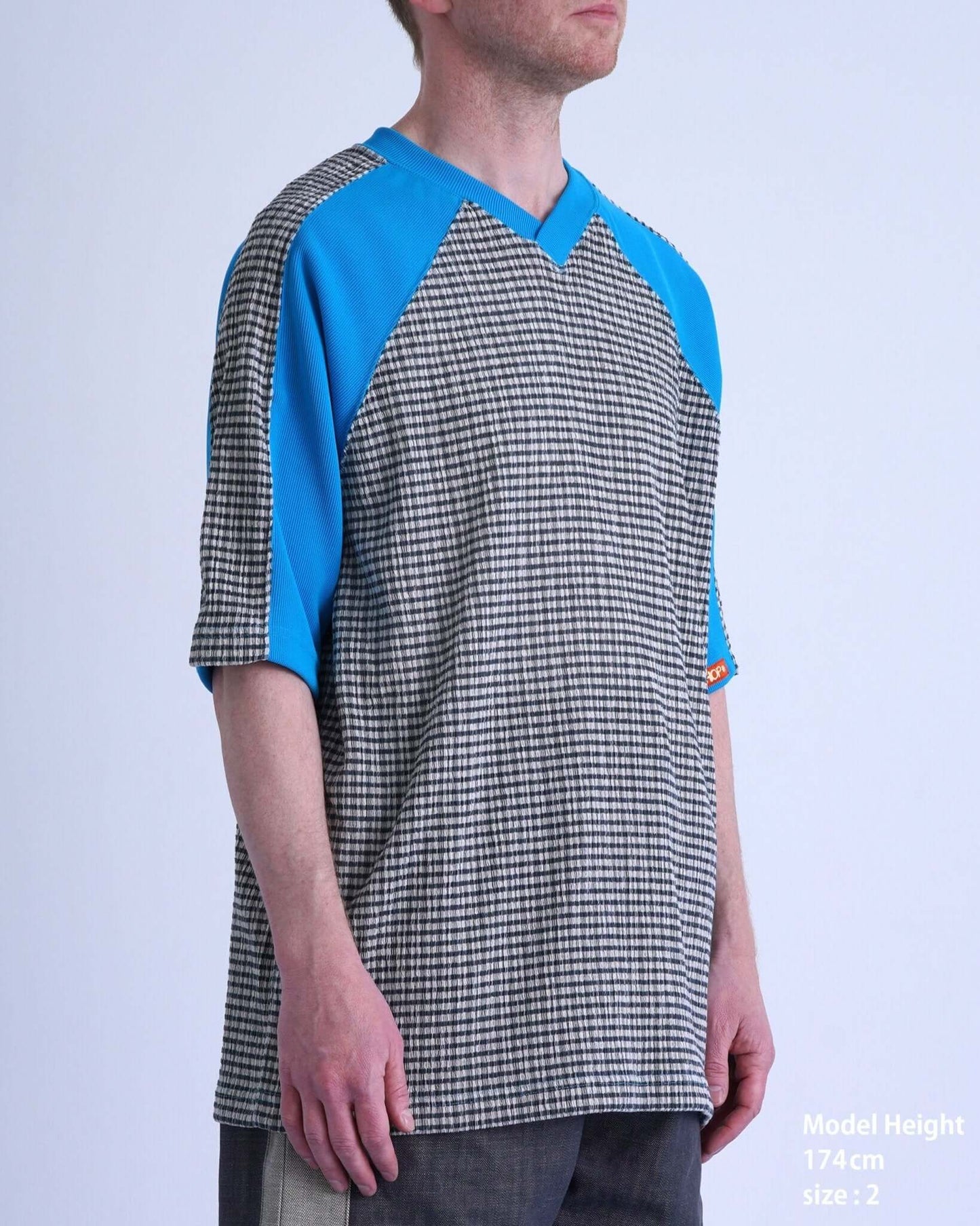 GRIDIRON T - SHIRT / light blue & green check - TUCKSHOP