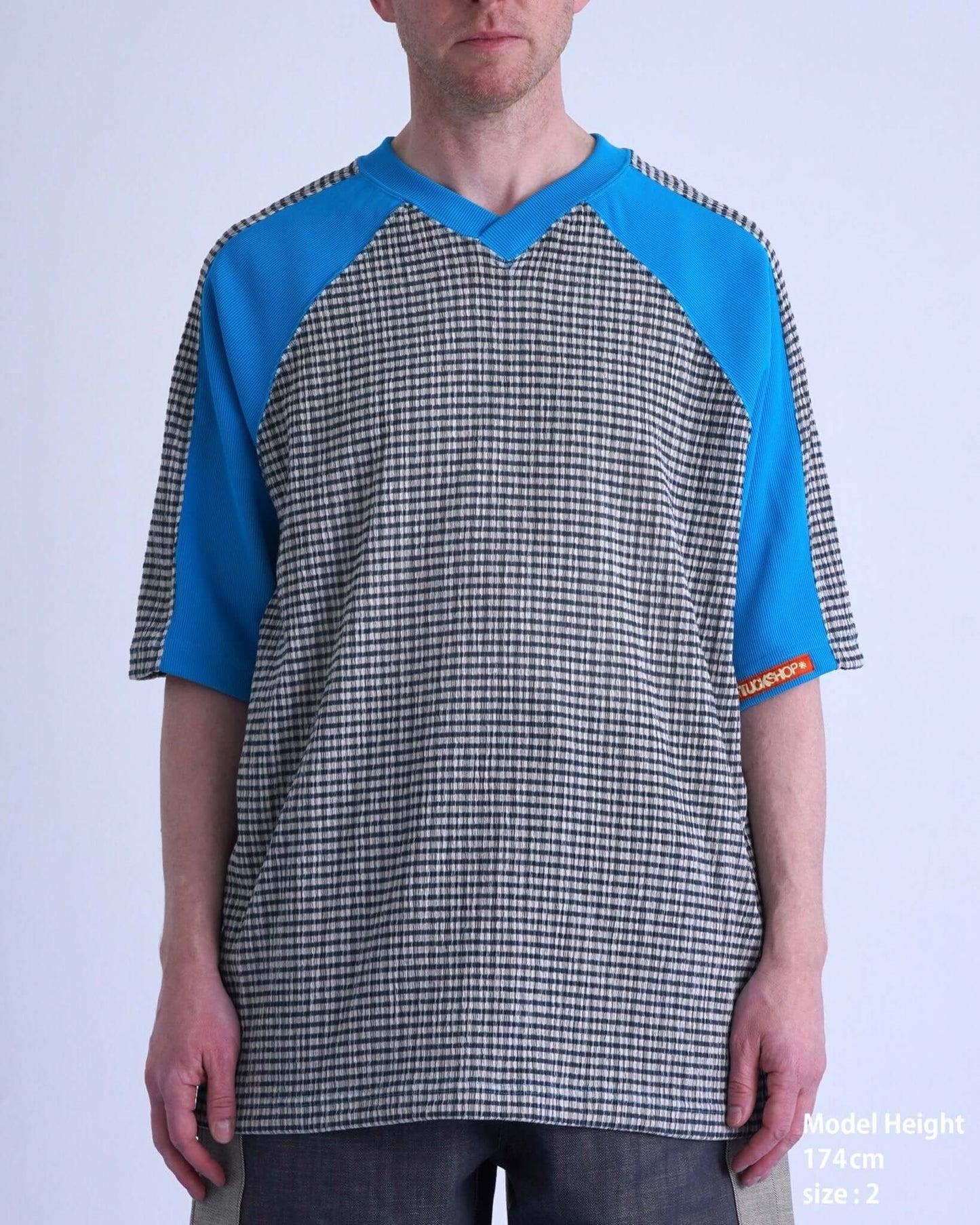 GRIDIRON T - SHIRT / light blue & green check - TUCKSHOP