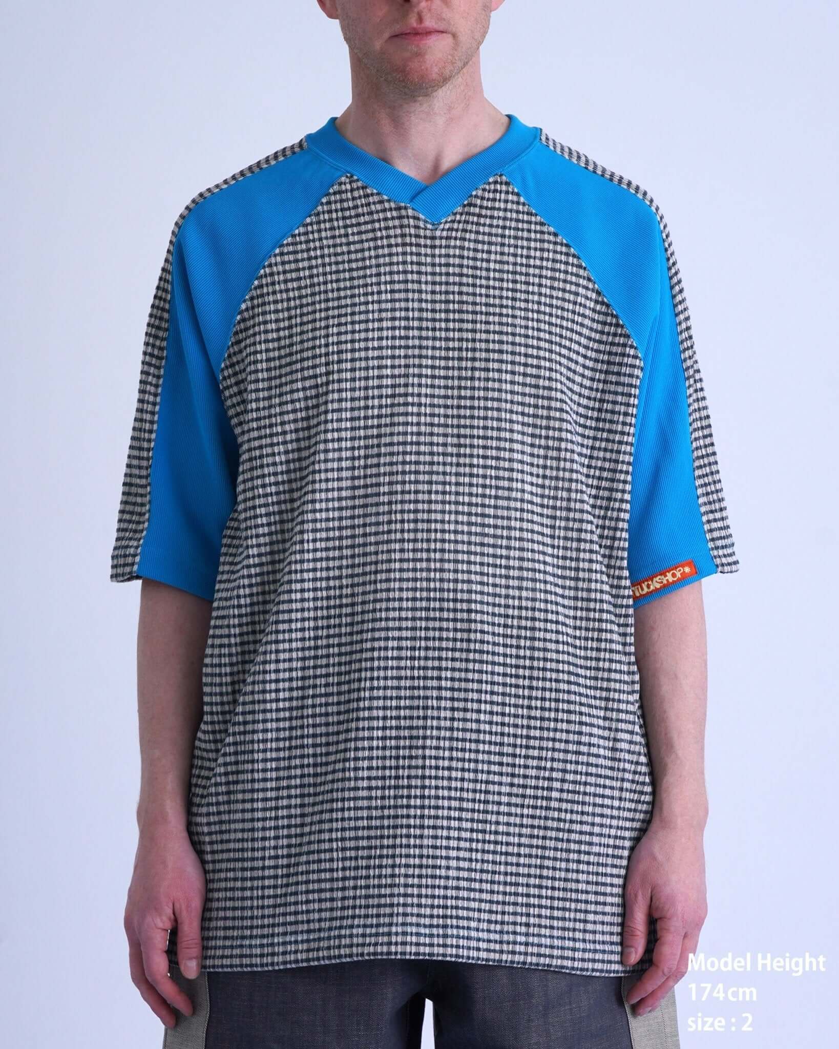 GRIDIRON T - SHIRT / light blue & green check - TUCKSHOP
