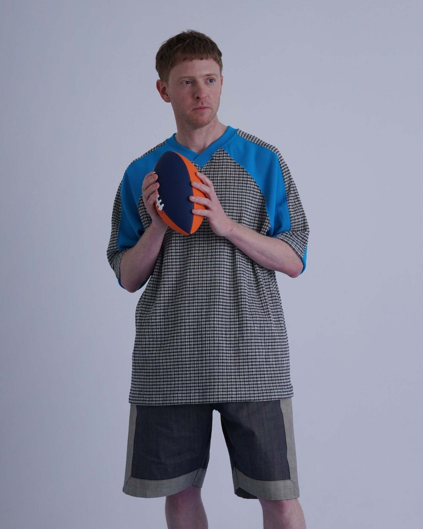 GRIDIRON T - SHIRT / light blue & green check - TUCKSHOP