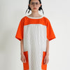 PANELED MAXI DRESS / white stripe & orange - TUCKSHOP