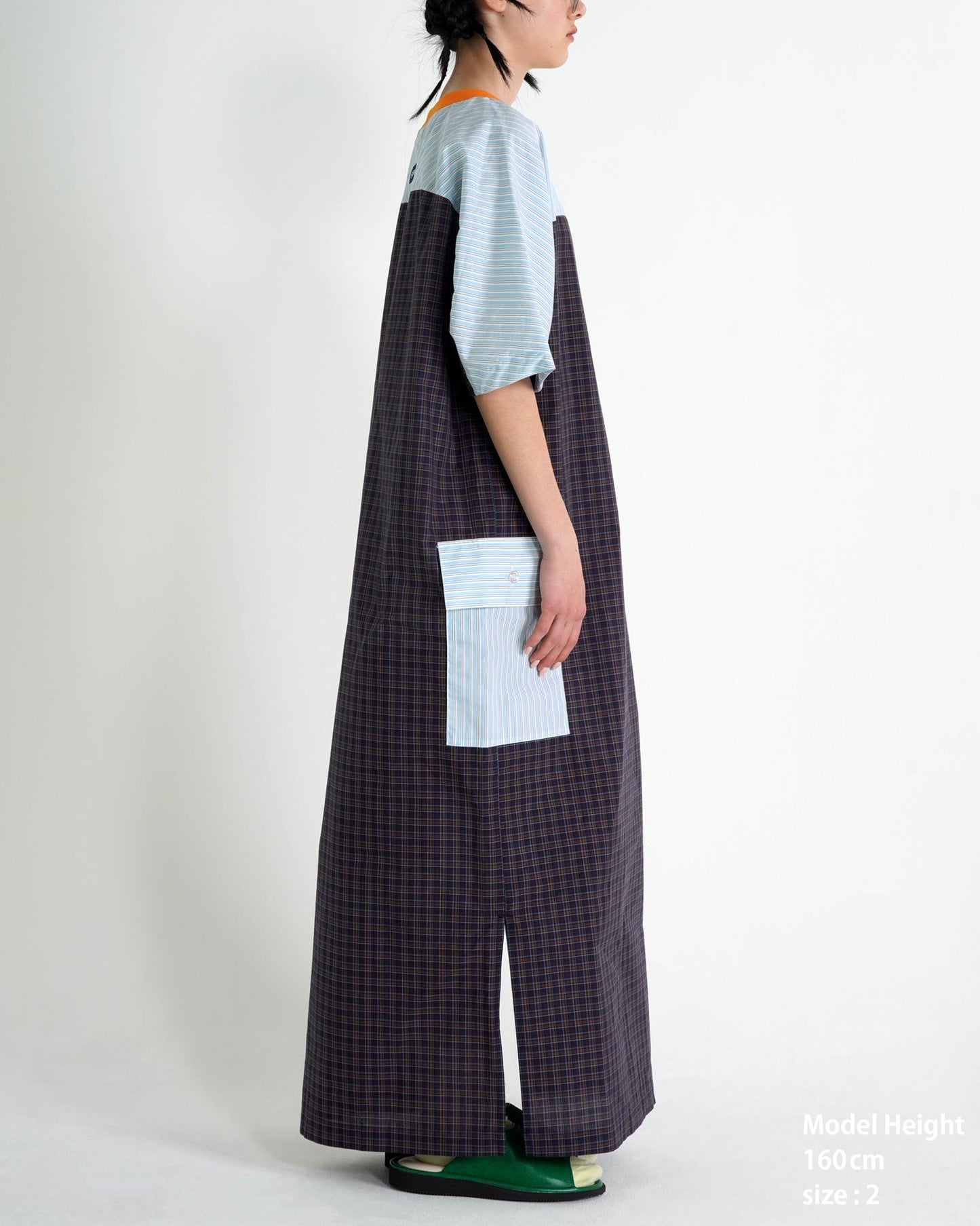 PANELED MAXI DRESS / white stripe & orange - TUCKSHOP