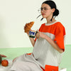 PANELED MAXI DRESS / white stripe & orange - TUCKSHOP