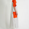 PANELED MAXI DRESS / white stripe & orange - TUCKSHOP