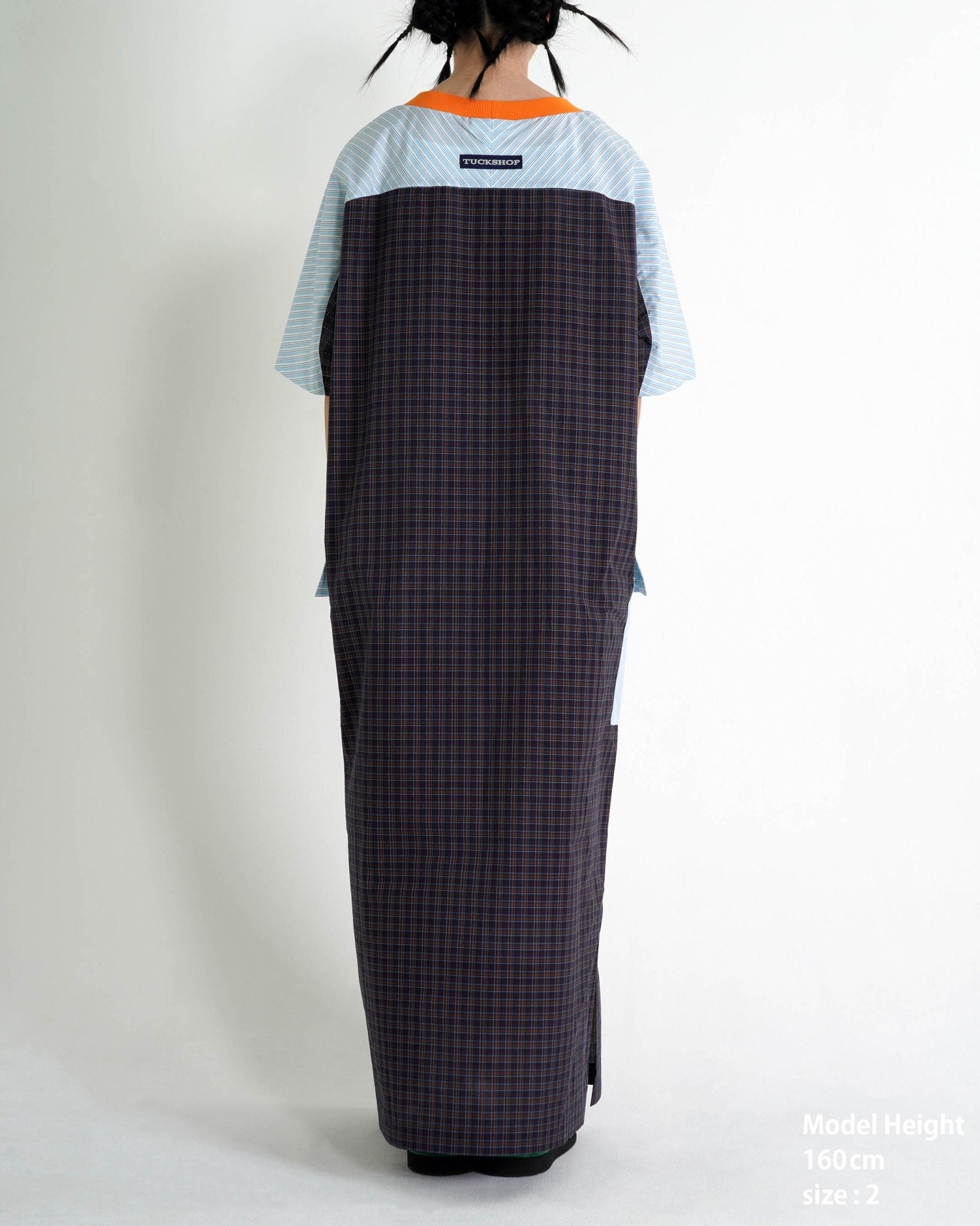 PANELED MAXI DRESS / white stripe & orange - TUCKSHOP