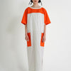 PANELED MAXI DRESS / white stripe & orange - TUCKSHOP
