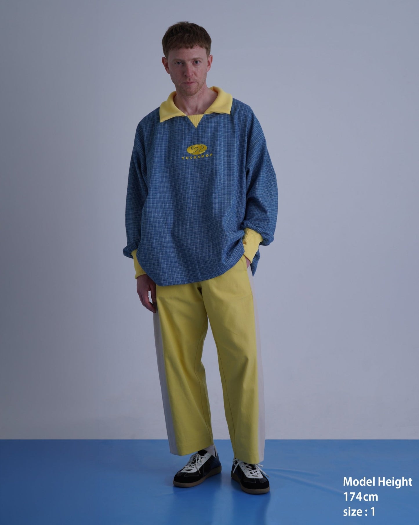 SNAP DENIM PANTS / bright yellow & off white - TUCKSHOP