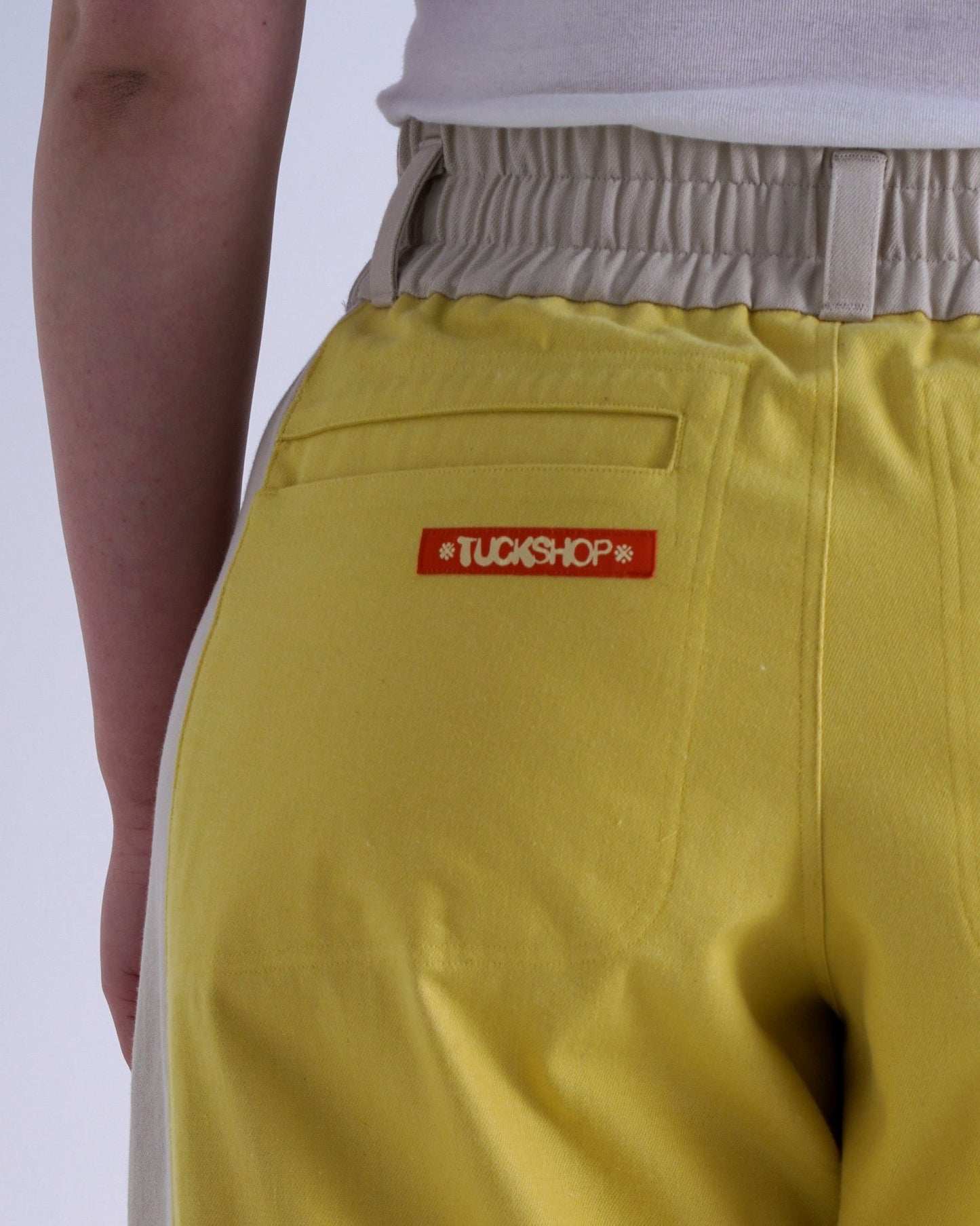 SNAP DENIM PANTS / bright yellow & off white - TUCKSHOP