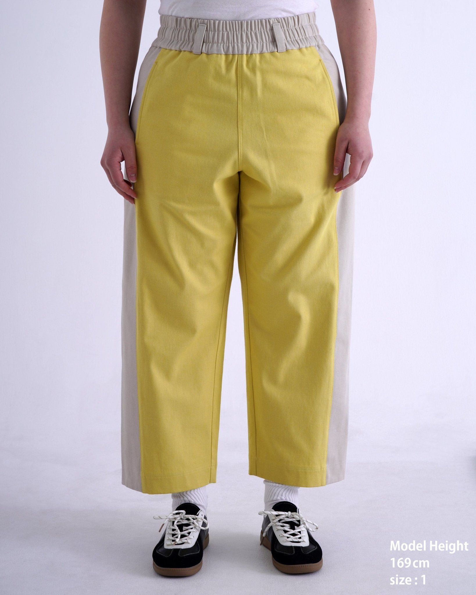 SNAP DENIM PANTS / bright yellow & off white - TUCKSHOP