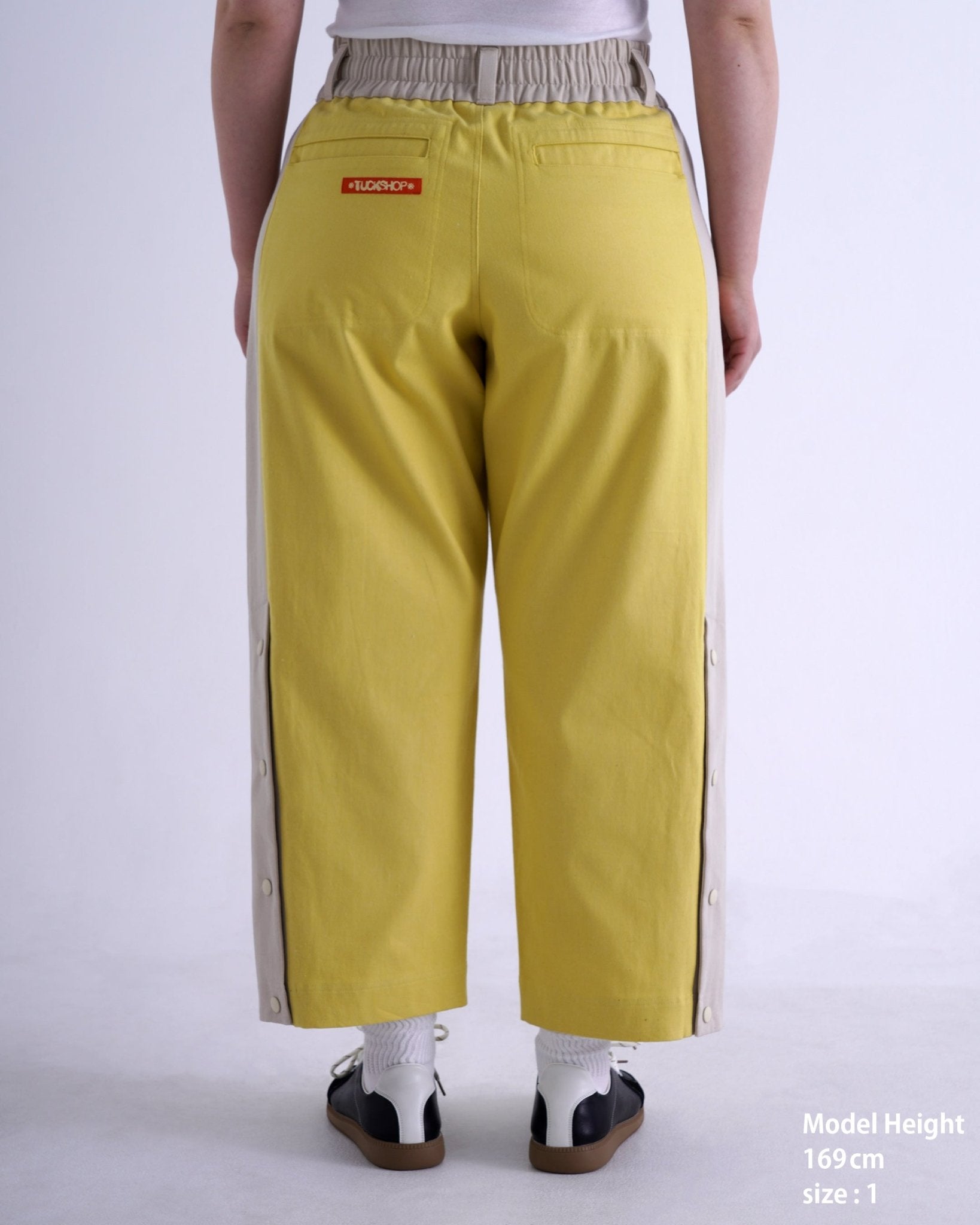 SNAP DENIM PANTS / bright yellow & off white - TUCKSHOP