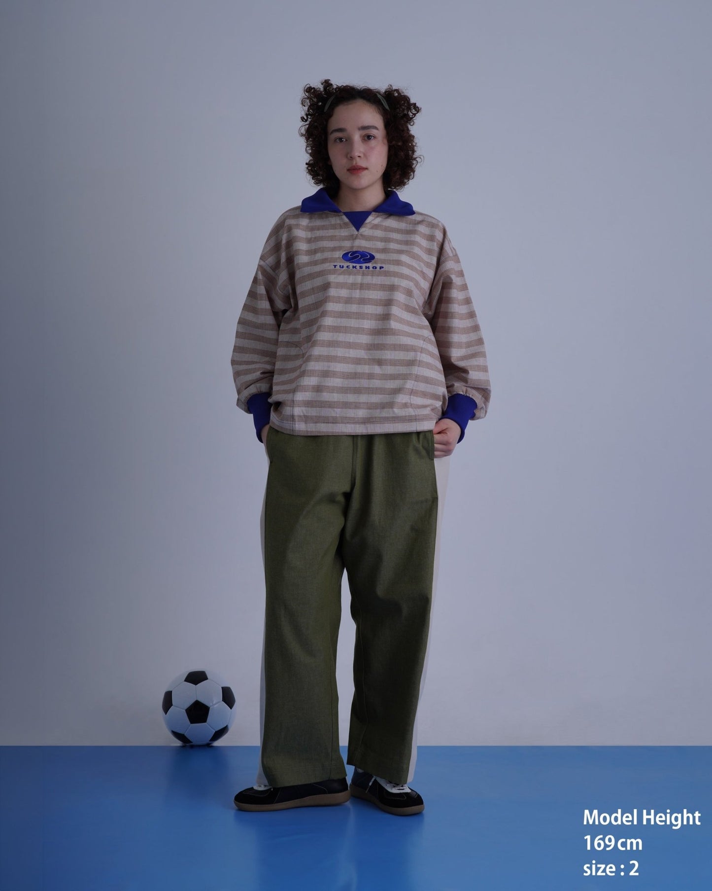 SNAP DENIM PANTS / khaki & off white - TUCKSHOP