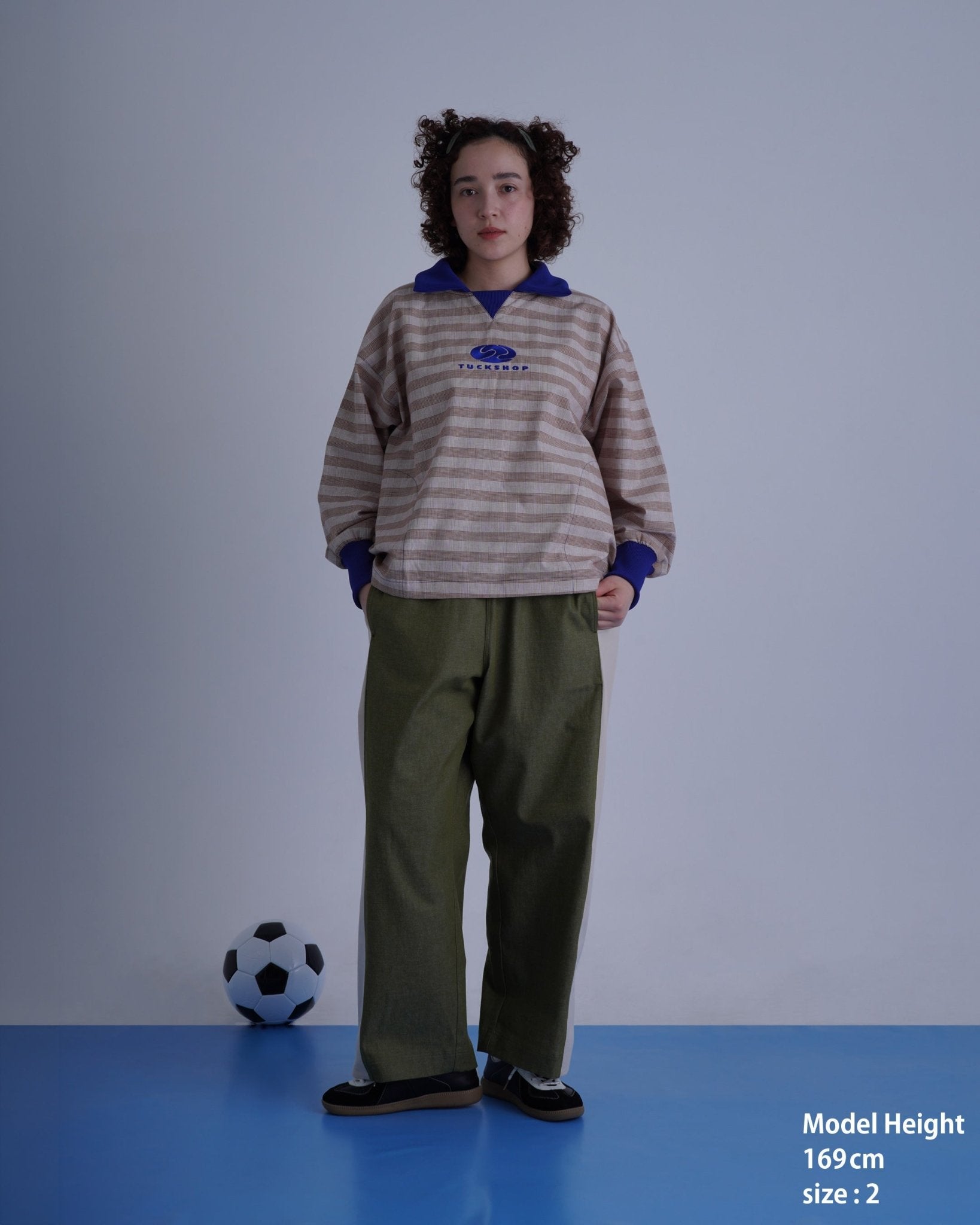 SNAP DENIM PANTS / khaki & off white - TUCKSHOP