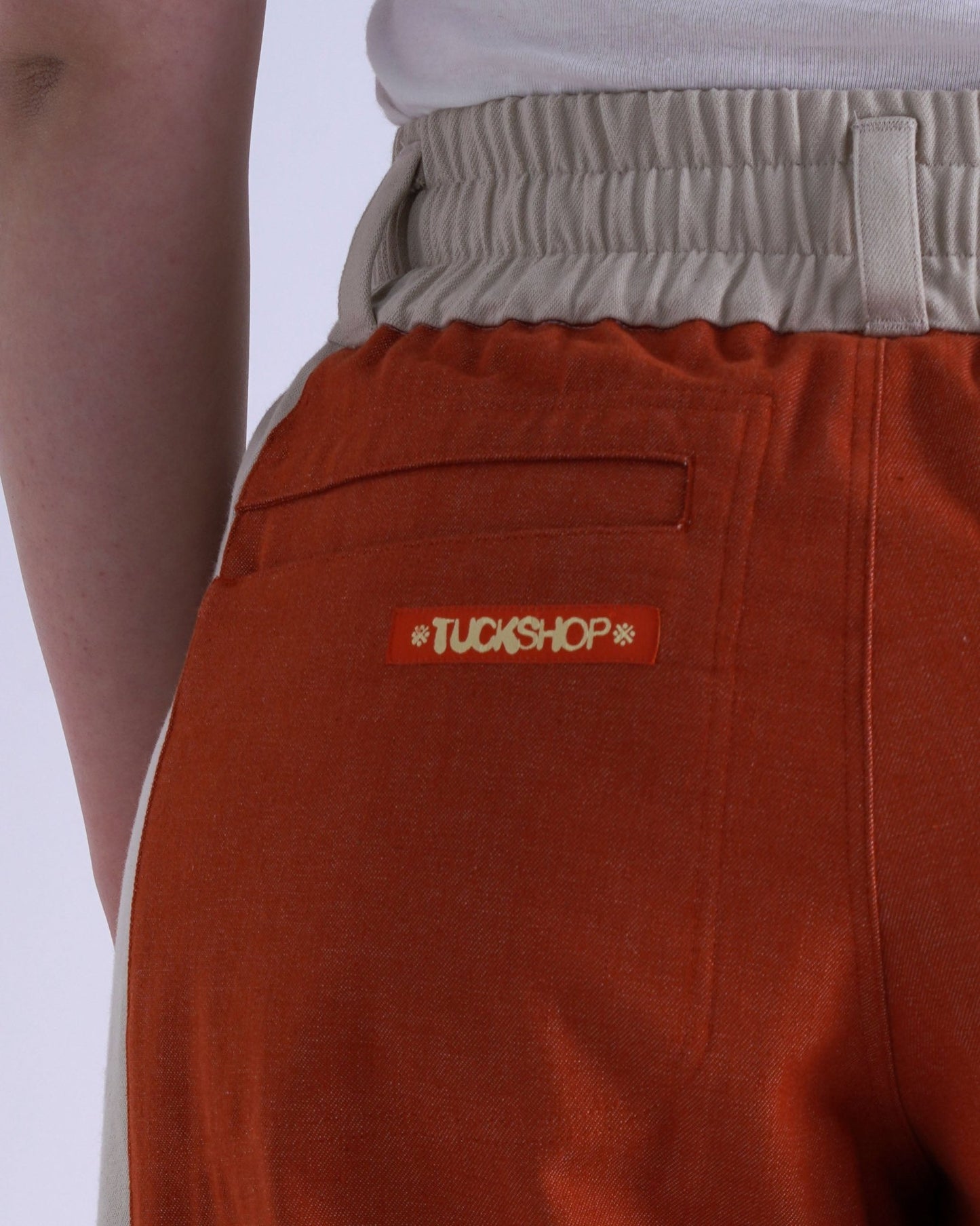 SNAP DENIM PANTS / orange & off white - TUCKSHOP