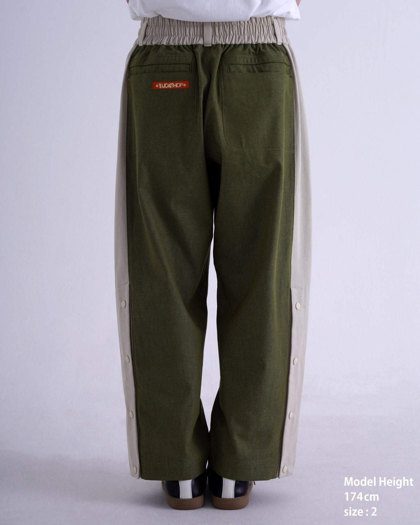 SNAP DENIM PANTS / orange & off white - TUCKSHOP