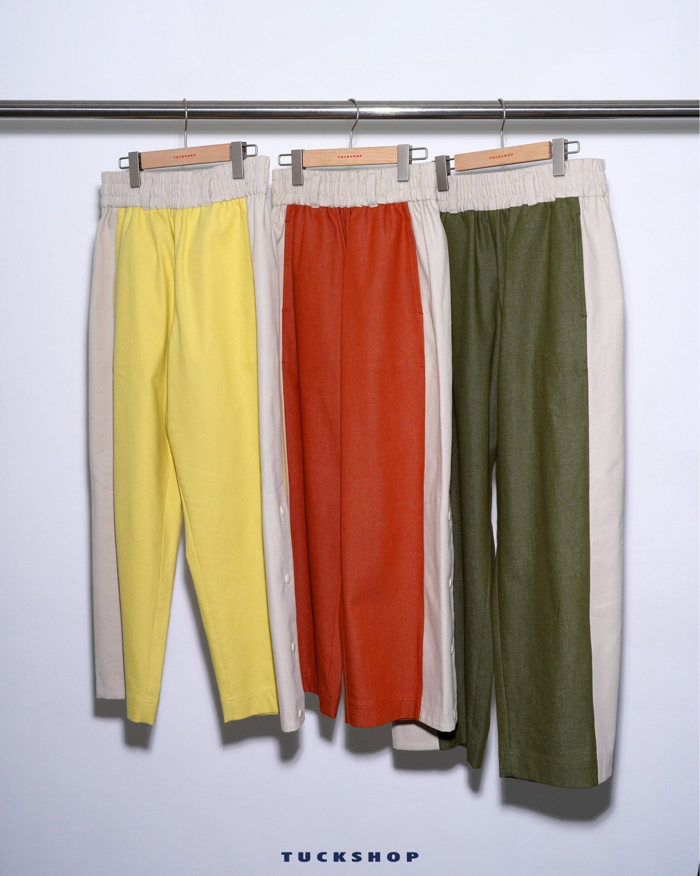 SNAP DENIM PANTS / orange & off white - TUCKSHOP
