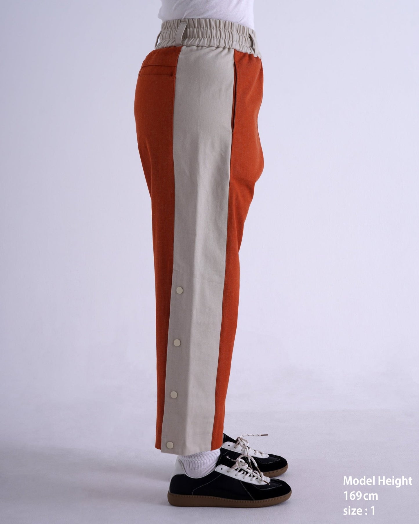 SNAP DENIM PANTS / orange & off white - TUCKSHOP