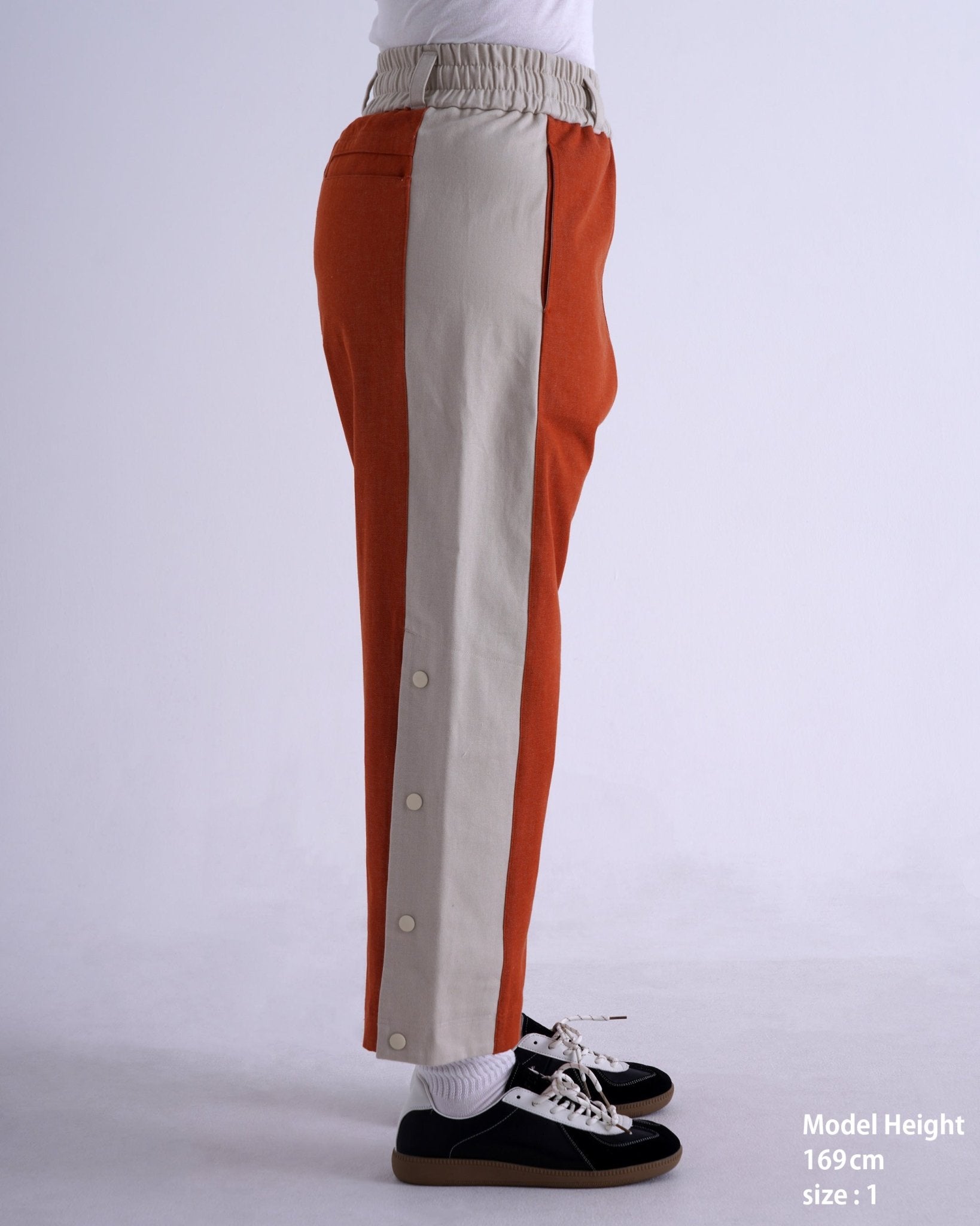 SNAP DENIM PANTS / orange & off white - TUCKSHOP