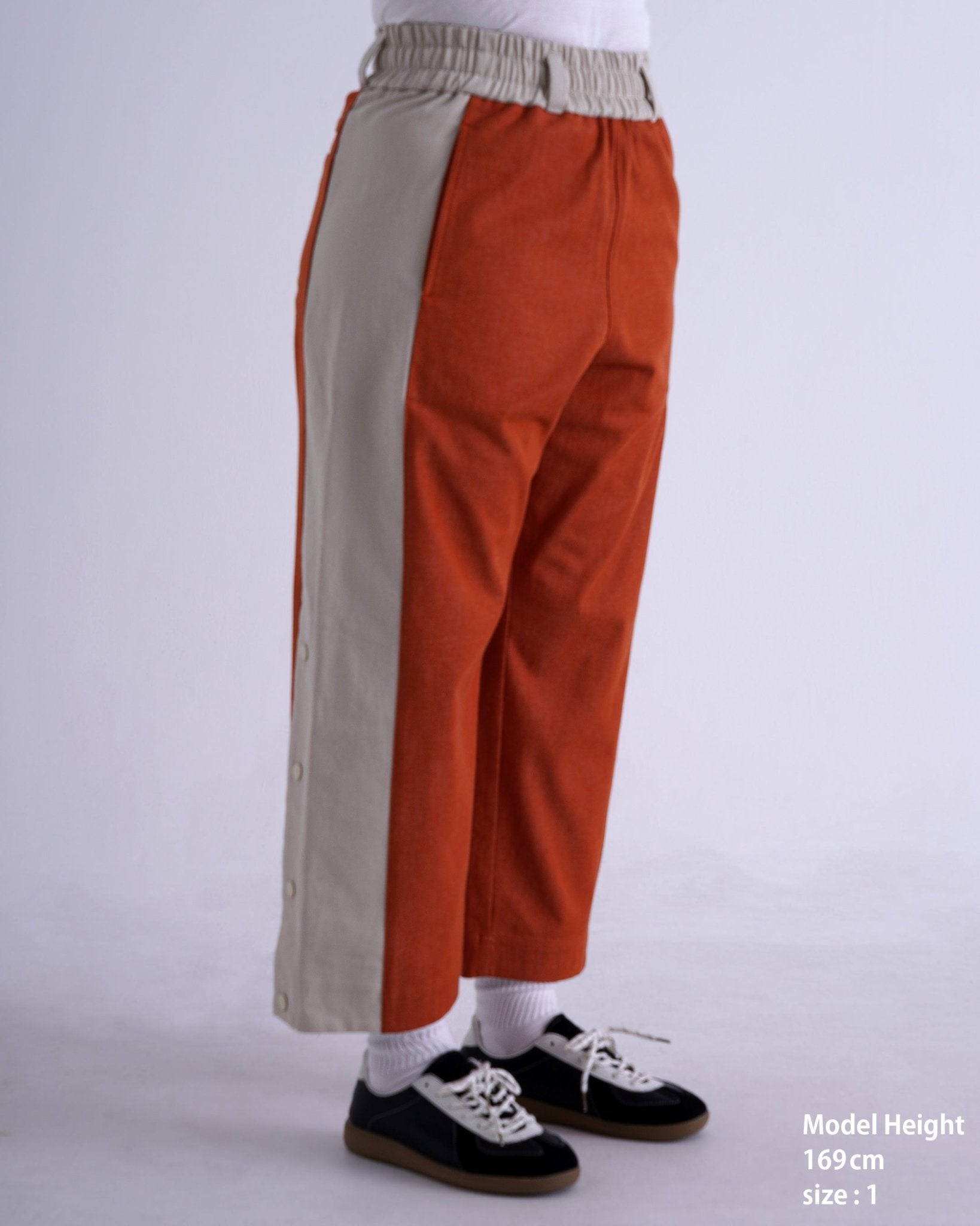 SNAP DENIM PANTS / orange & off white - TUCKSHOP