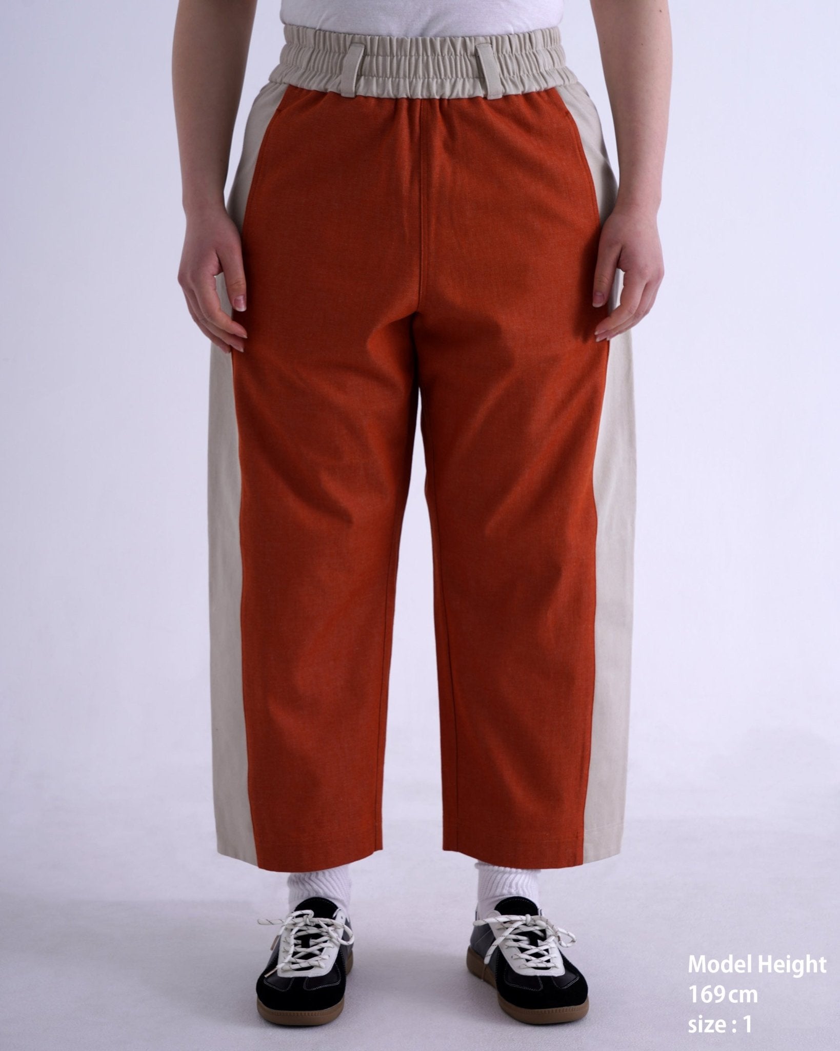 SNAP DENIM PANTS / orange & off white - TUCKSHOP