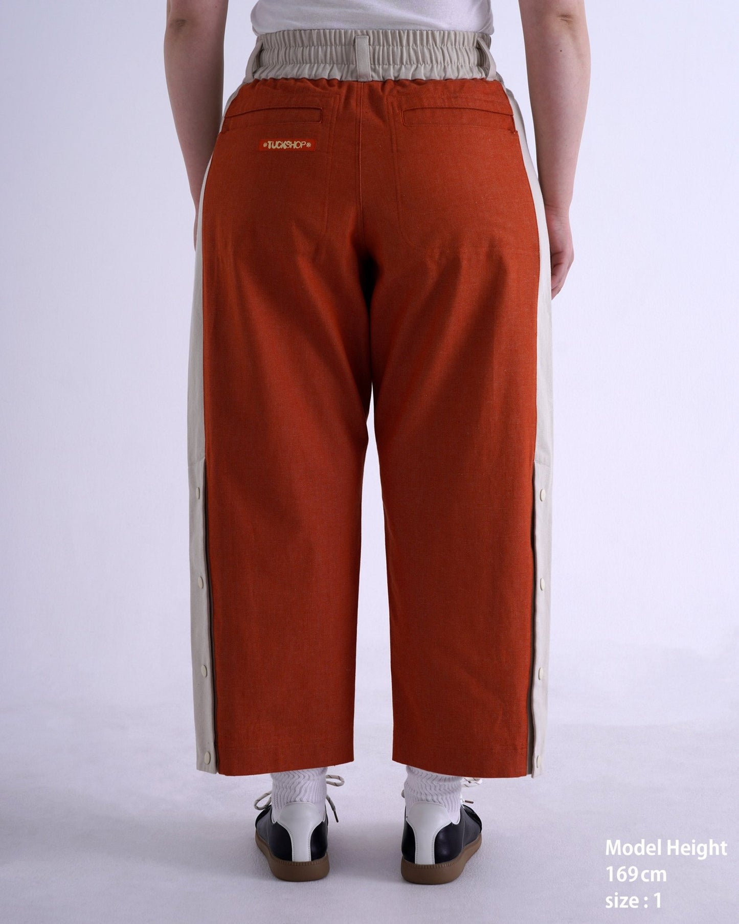 SNAP DENIM PANTS / orange & off white - TUCKSHOP