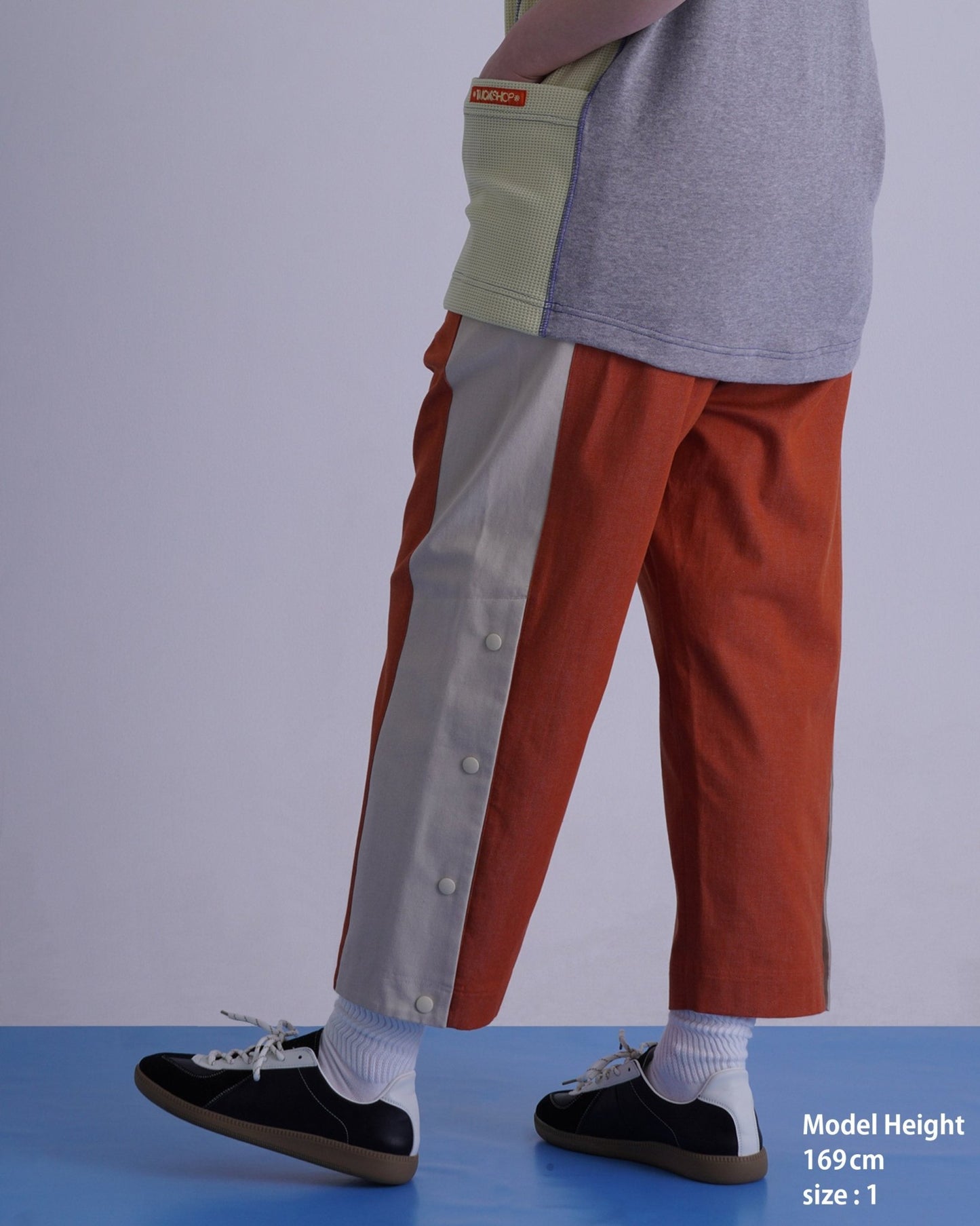 SNAP DENIM PANTS / orange & off white - TUCKSHOP