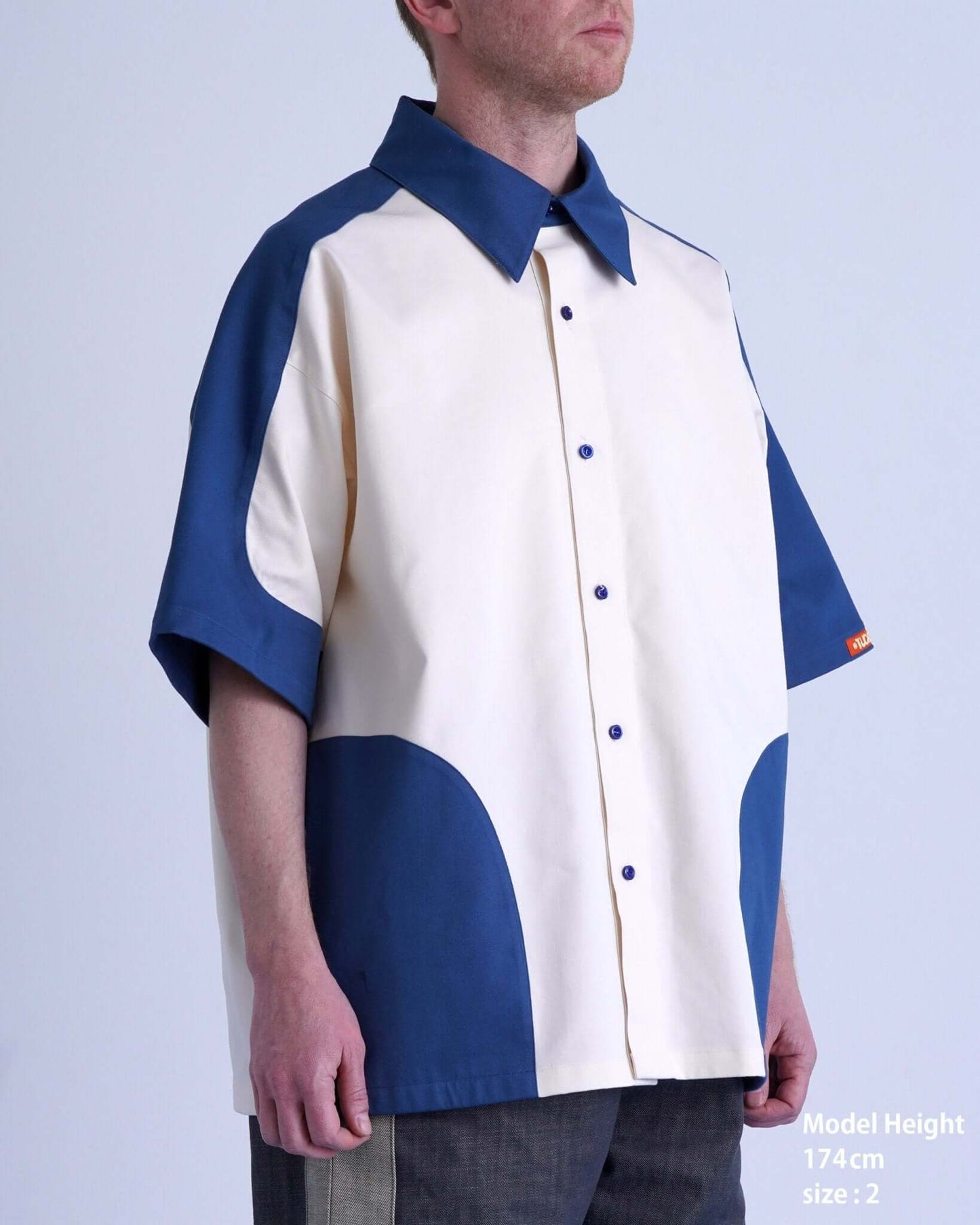 SPLIT SS SHIRT / blue & off white - TUCKSHOP