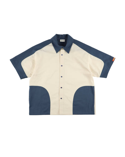 SPLIT SS SHIRT / blue & off white - TUCKSHOP