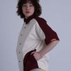 SPLIT SS SHIRT / burgundy & off white - TUCKSHOP