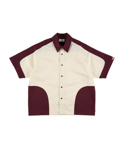 SPLIT SS SHIRT / burgundy & off white - TUCKSHOP