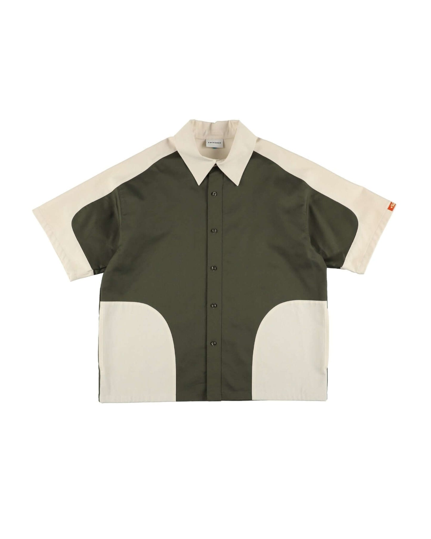 SPLIT SS SHIRT / off white & khaki - TUCKSHOP