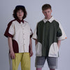 SPLIT SS SHIRT / off white & khaki - TUCKSHOP