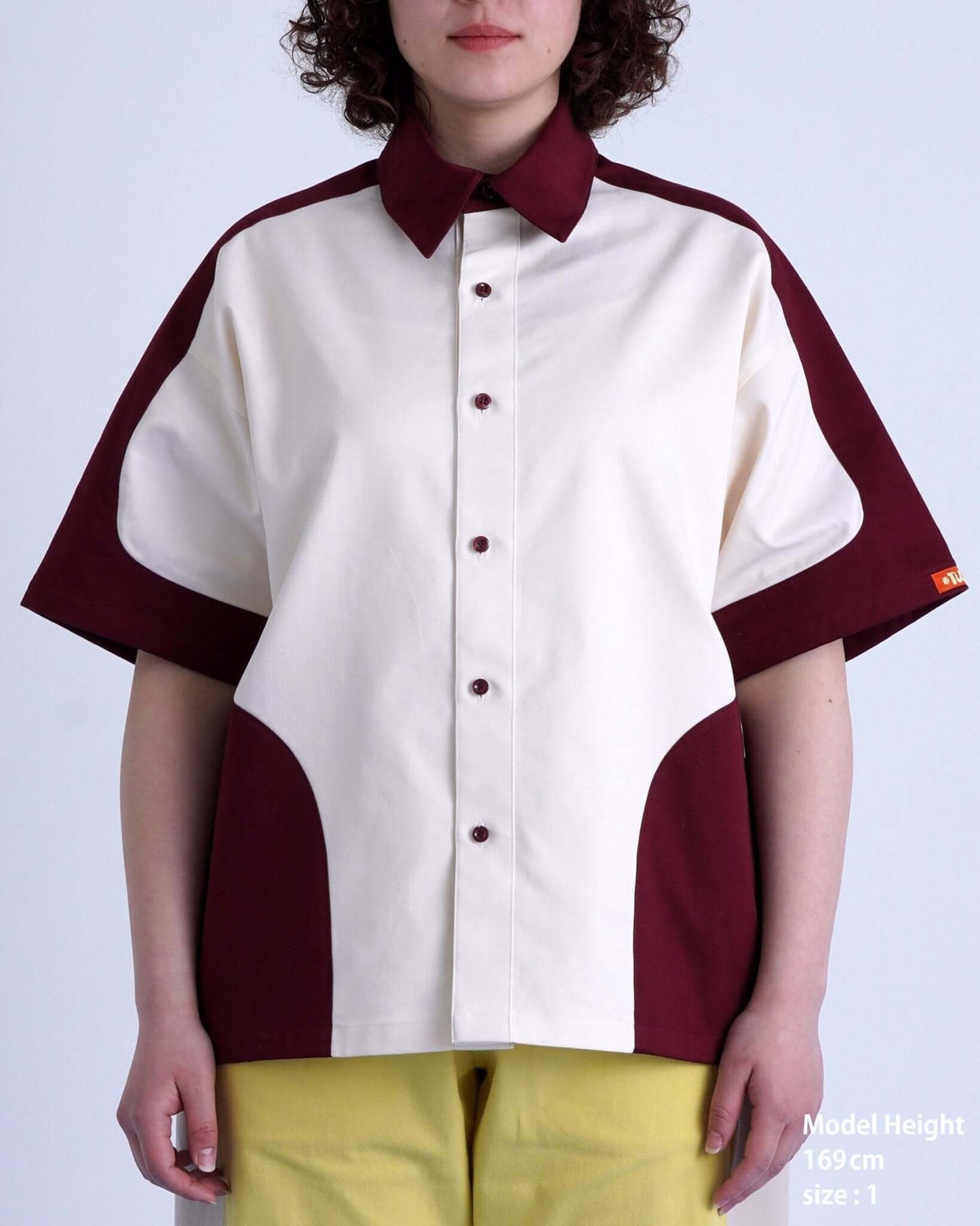 SPLIT SS SHIRT / off white & khaki - TUCKSHOP