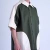 SPLIT SS SHIRT / off white & khaki - TUCKSHOP