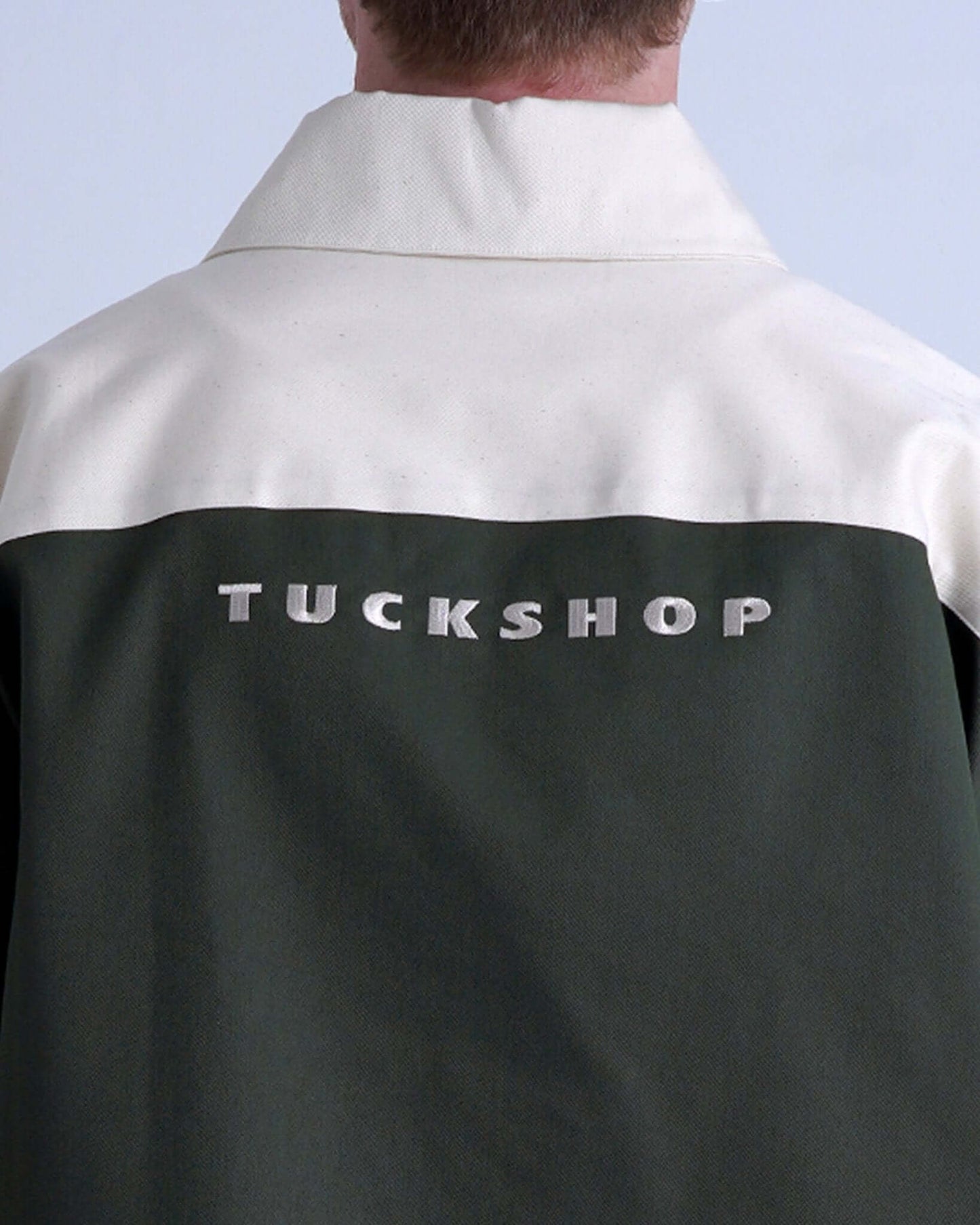 SPLIT SS SHIRT / off white & khaki - TUCKSHOP