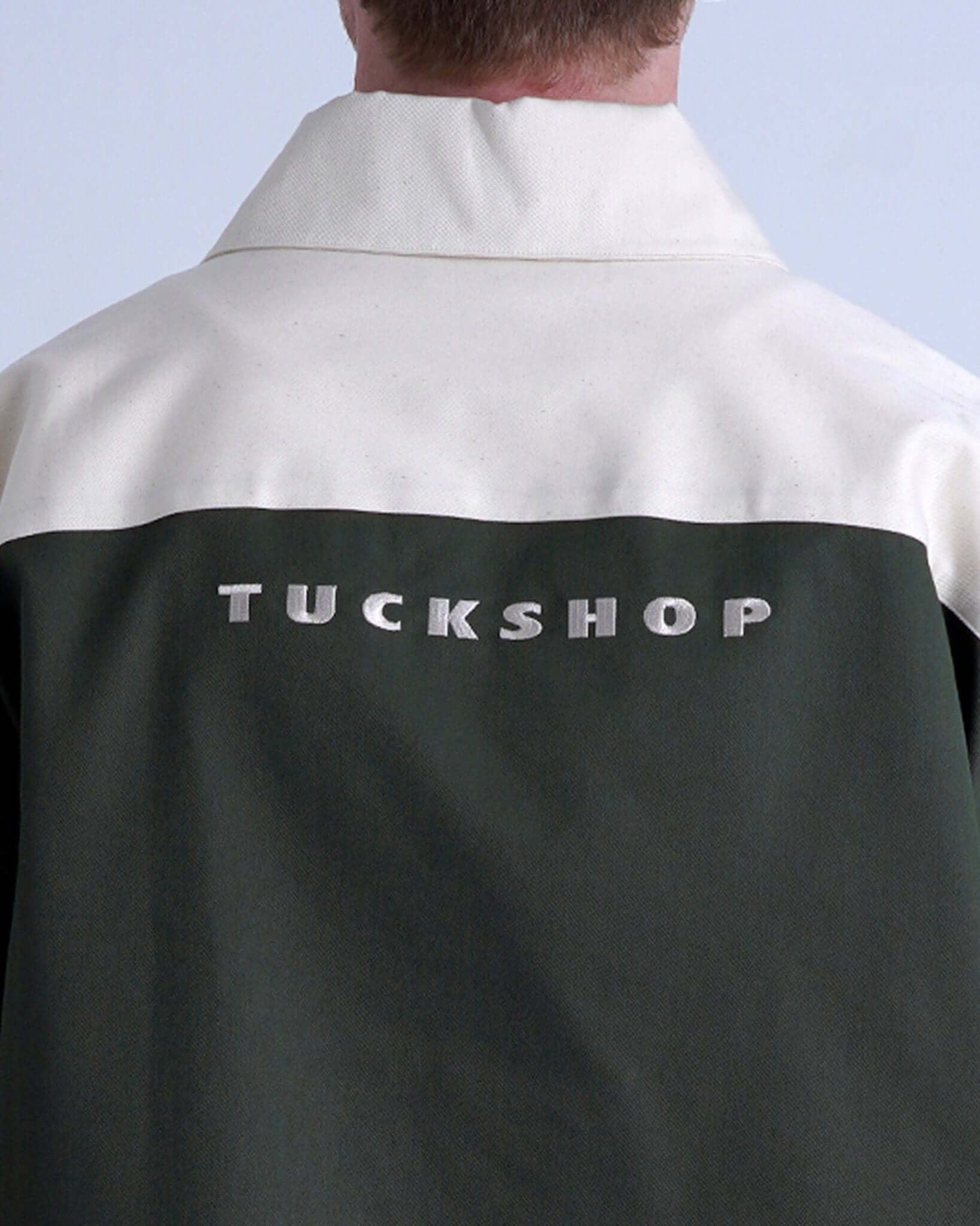 SPLIT SS SHIRT / off white & khaki - TUCKSHOP