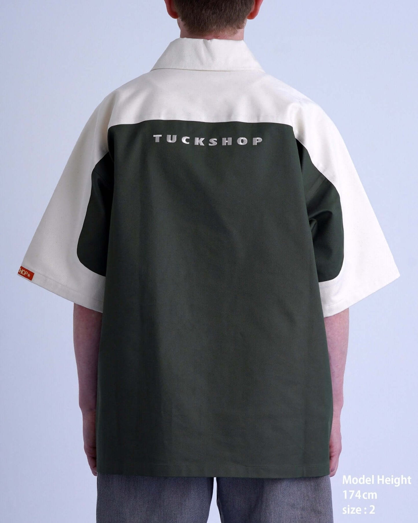 SPLIT SS SHIRT / off white & khaki - TUCKSHOP