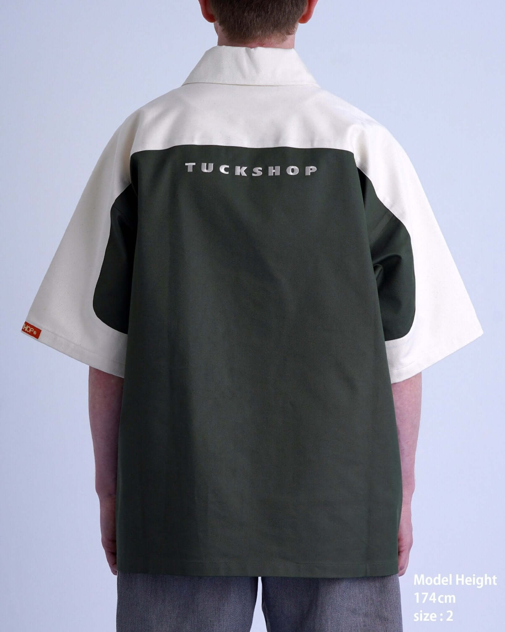 SPLIT SS SHIRT / off white & khaki - TUCKSHOP