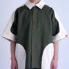 SPLIT SS SHIRT / off white & khaki - TUCKSHOP