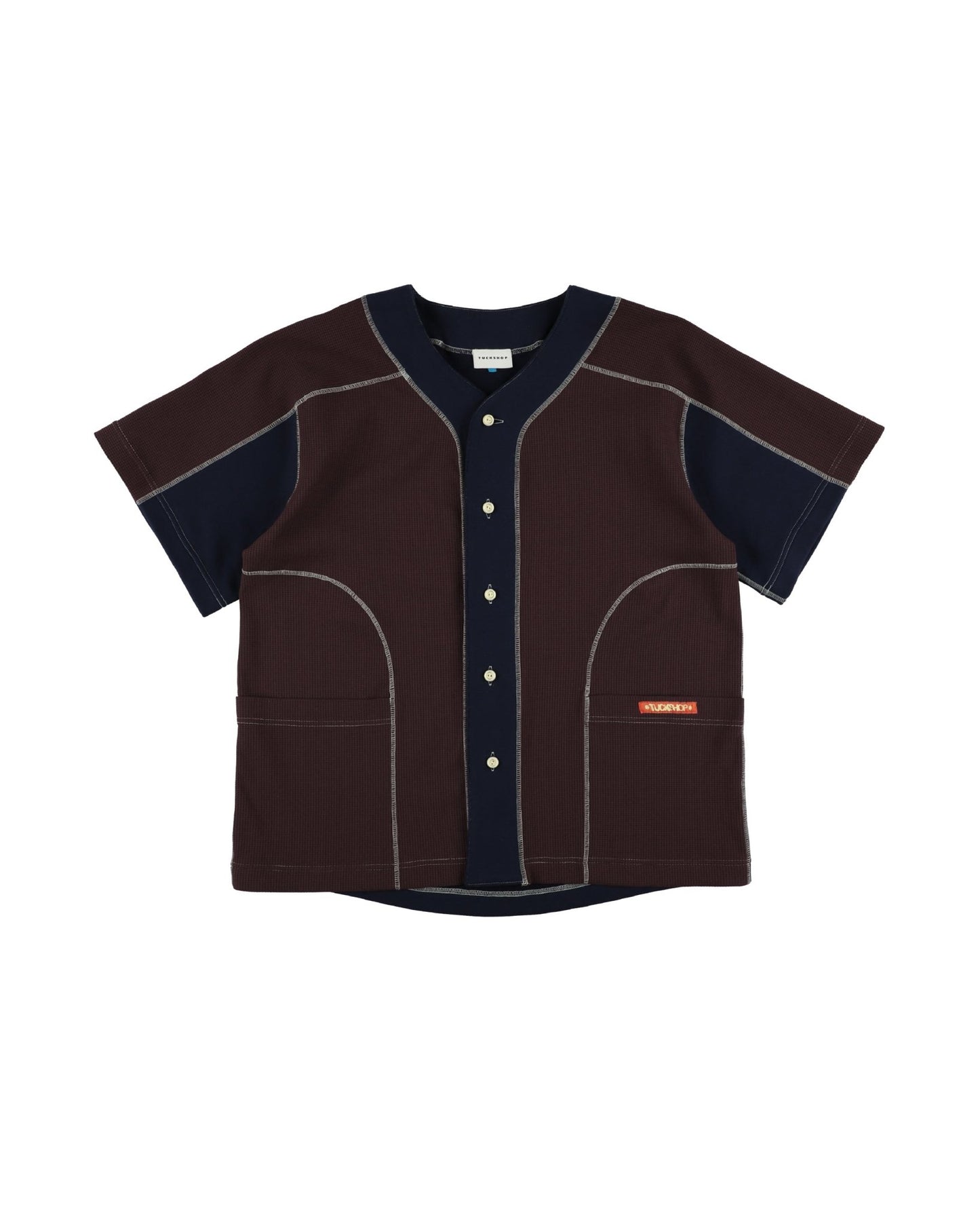 WAFFLE BASEBALL SHIRT / burgundy & navy - TUCKSHOP