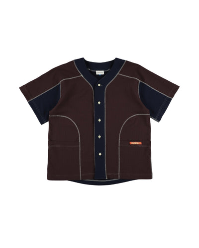 WAFFLE BASEBALL SHIRT / burgundy & navy - TUCKSHOP